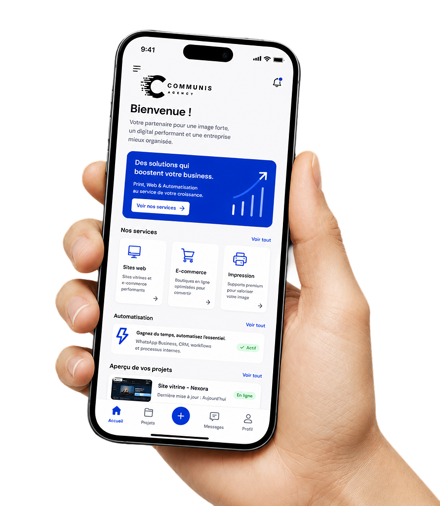 Restez connecté avec COMMUNIS — sites web, marketing digital et automatisation